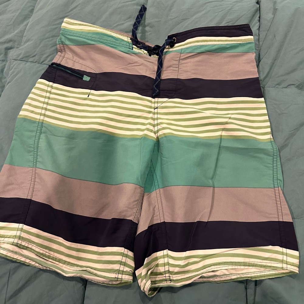 Patagonia Striped Green and Gray Men's board shorts 32